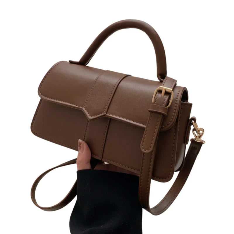 Brown Structured Handbag | Versatile Design | Top Handle and Shoulder Strap