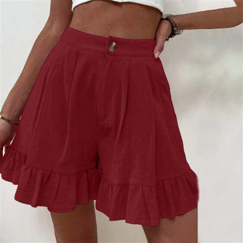 High-Waisted Ruffle Hem Shorts | Feminine and Breezy | Lightweight Design