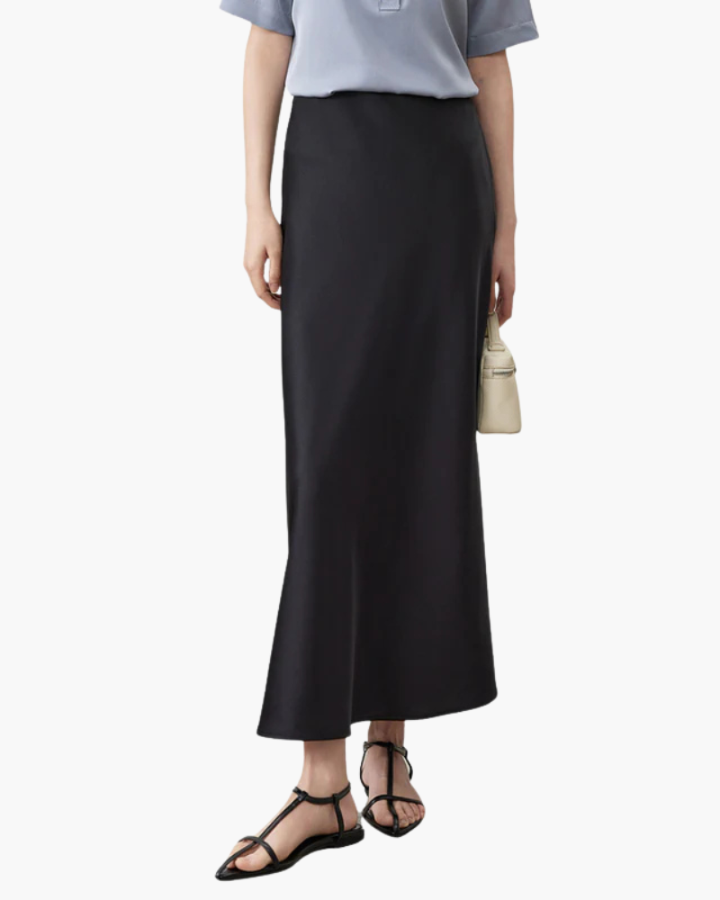 Satin Midi Skirt | Beige | Elegant and Timeless