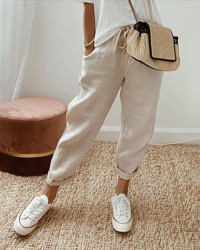 Relaxed Linen Pants | Drawstring Waist | Lightweight and Breezy