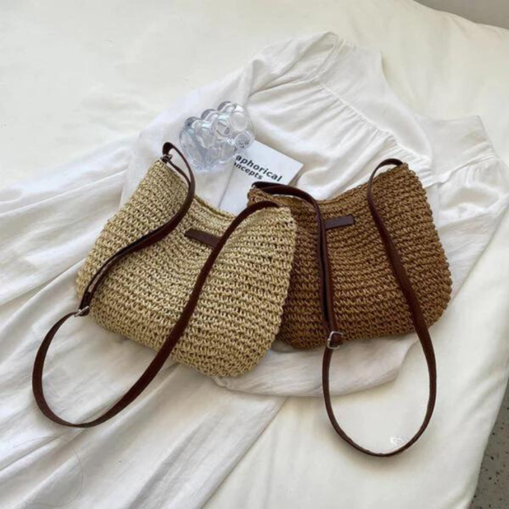 Woven Straw Shoulder Bag | Natural Fiber | Boho and Lightweight