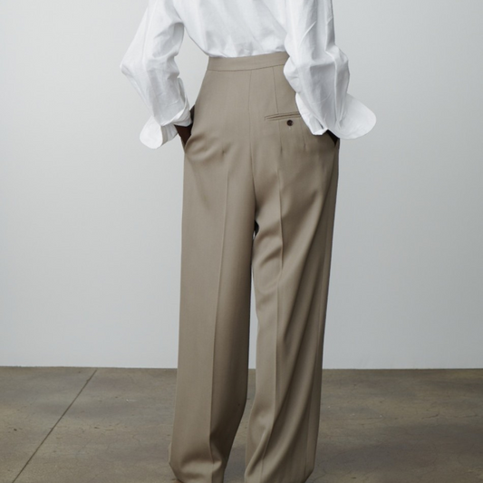 Pleated Wide-Leg Trousers | High-Waisted | Timeless Taupe