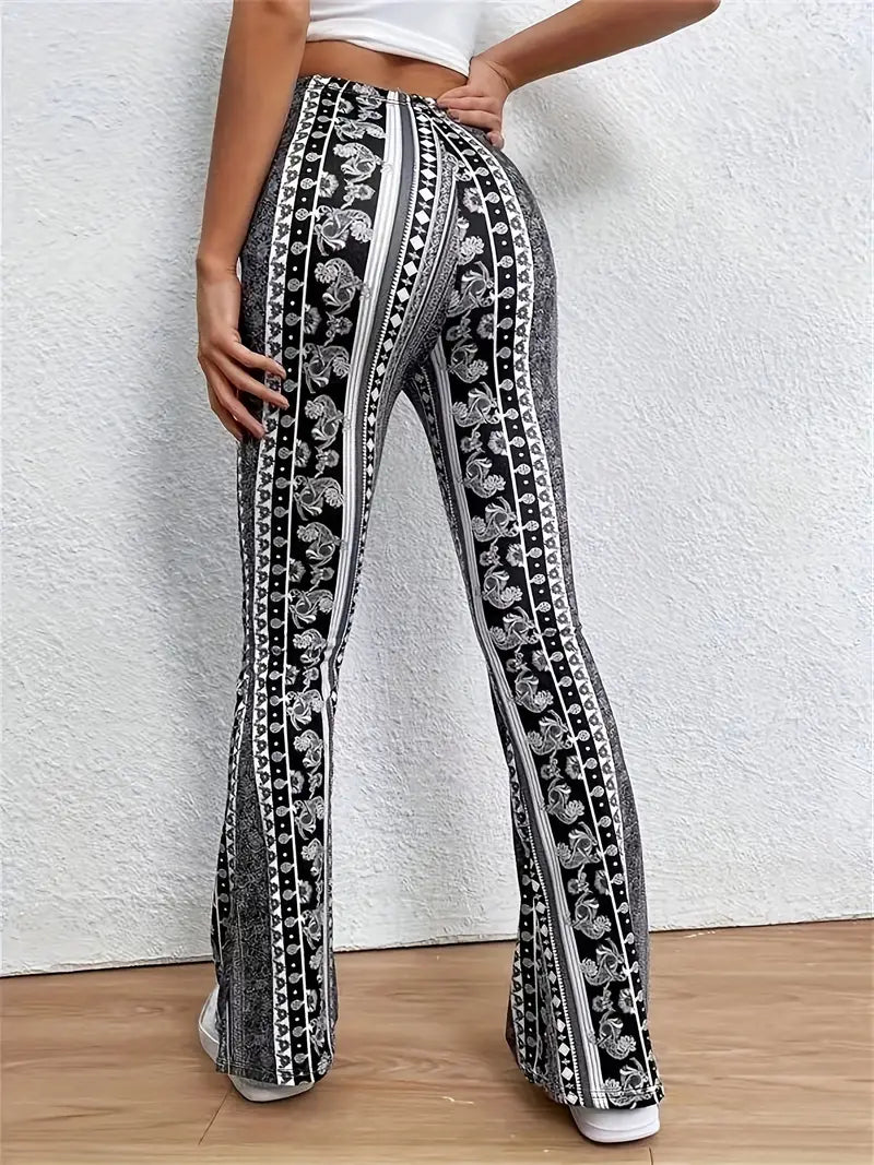 High-Waisted Paisley Flared Pants | Vintage Boho Style | Statement Look