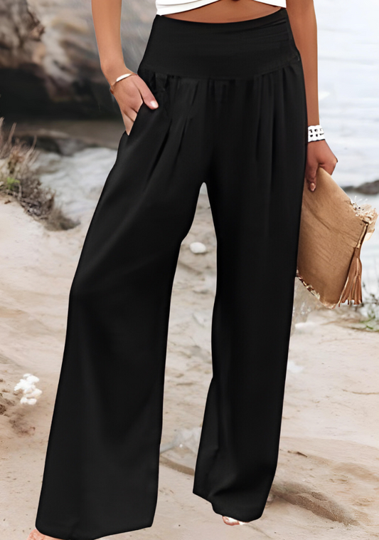 Wide-Leg Linen Pants | Smocked Waist | Lightweight and Flowy