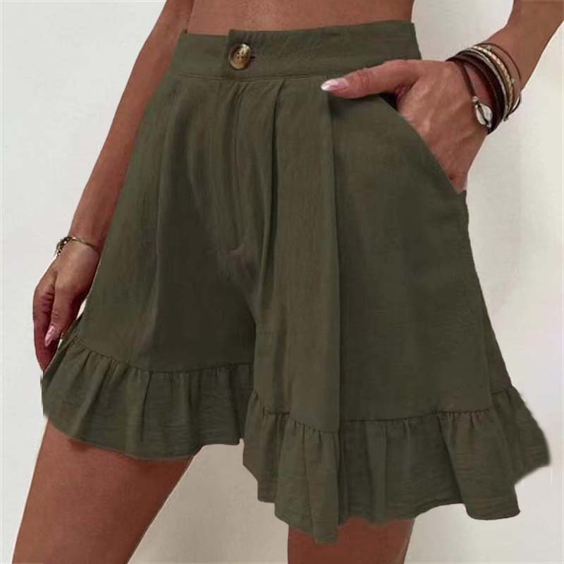 High-Waisted Ruffle Hem Shorts | Feminine and Breezy | Lightweight Design