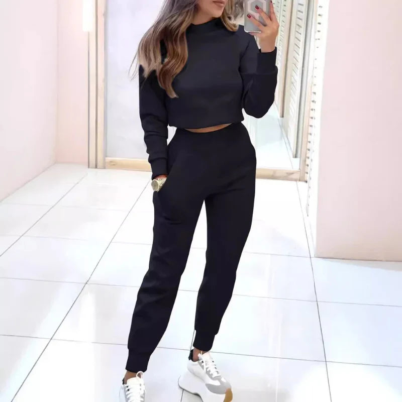 Cropped Sweatshirt and Jogger Set | Grey | Trendy and Comfortable