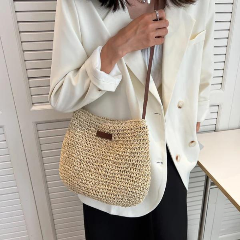 Woven Straw Shoulder Bag | Natural Fiber | Boho and Lightweight