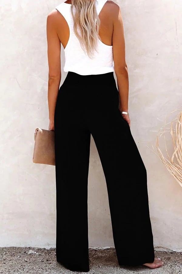 Smocked High-Waisted Wide-Leg Pants | Lightweight and Stylish | Comfortable Fit