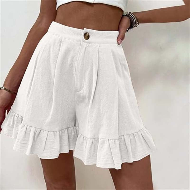 High-Waisted Ruffle Hem Shorts | Feminine and Breezy | Lightweight Design