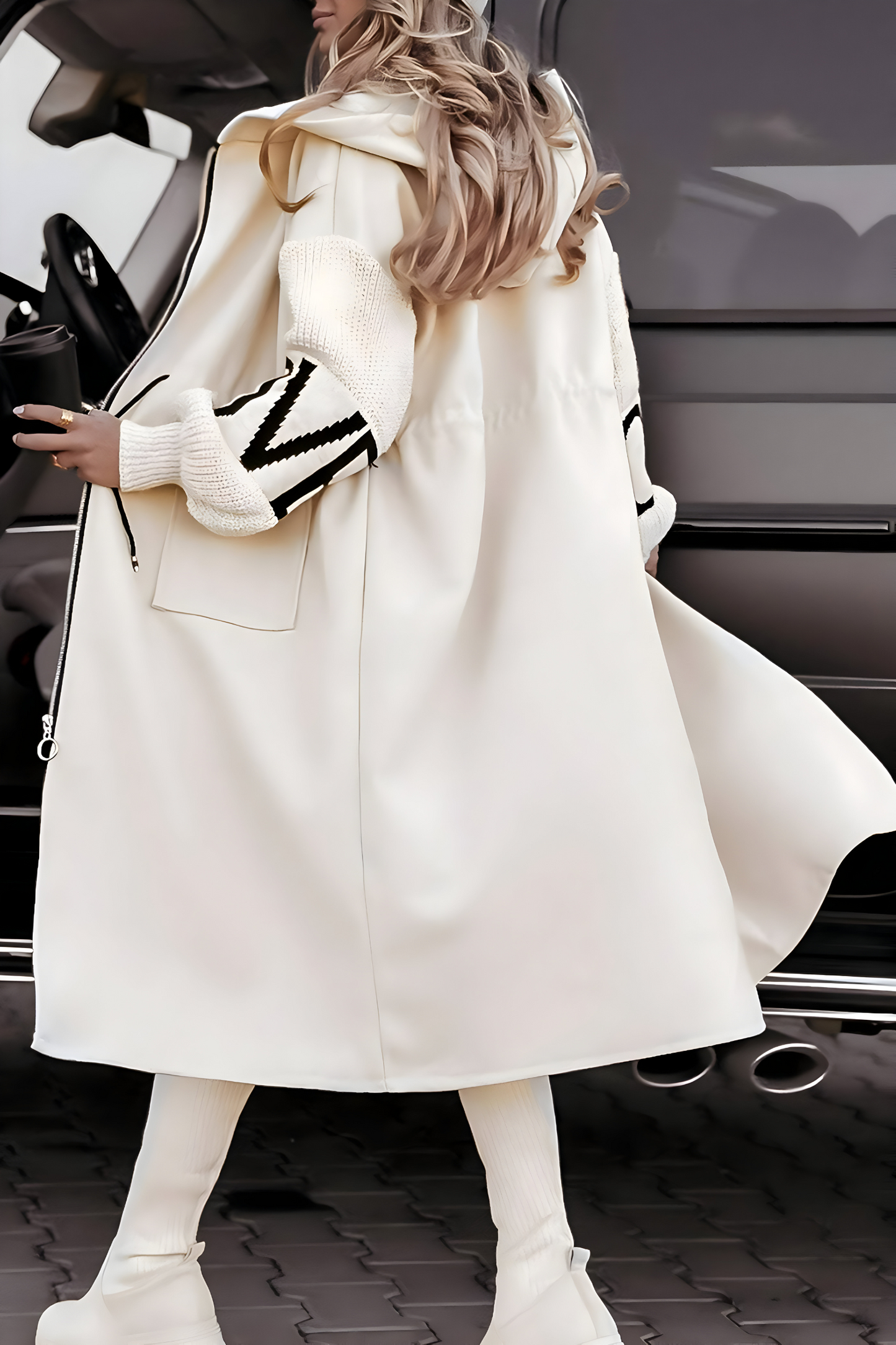 Oversized Hooded Coat | Fleece and Knit | Trendy and Warm