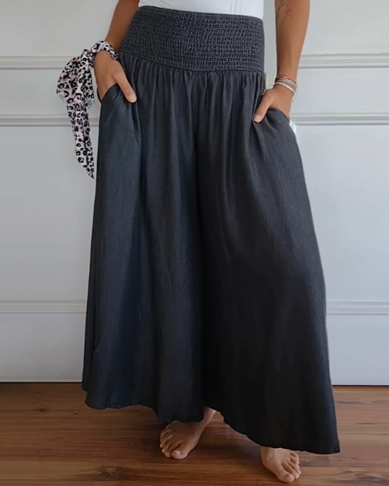 Smocked-Waist Maxi Skirt Pants | Cotton Blend | Effortlessly Chic