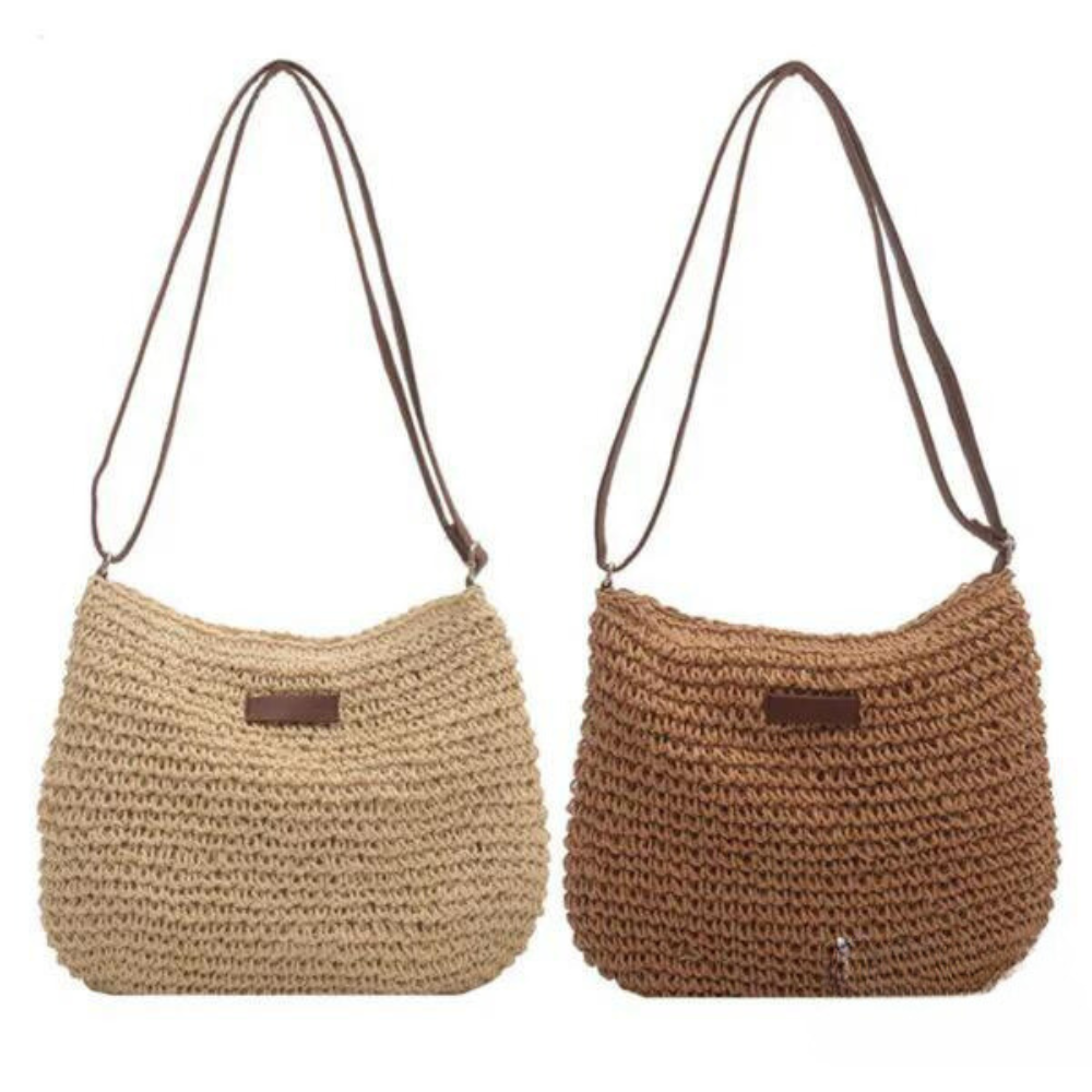 Woven Straw Shoulder Bag | Natural Fiber | Boho and Lightweight