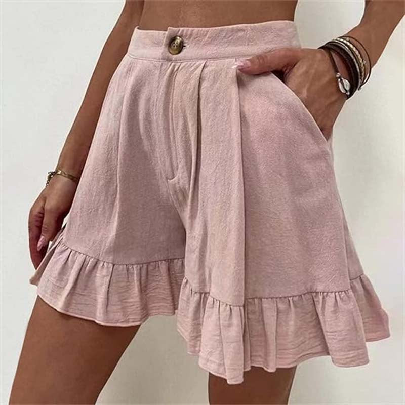 High-Waisted Ruffle Hem Shorts | Feminine and Breezy | Lightweight Design