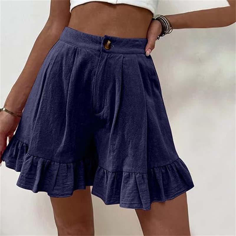 High-Waisted Ruffle Hem Shorts | Feminine and Breezy | Lightweight Design