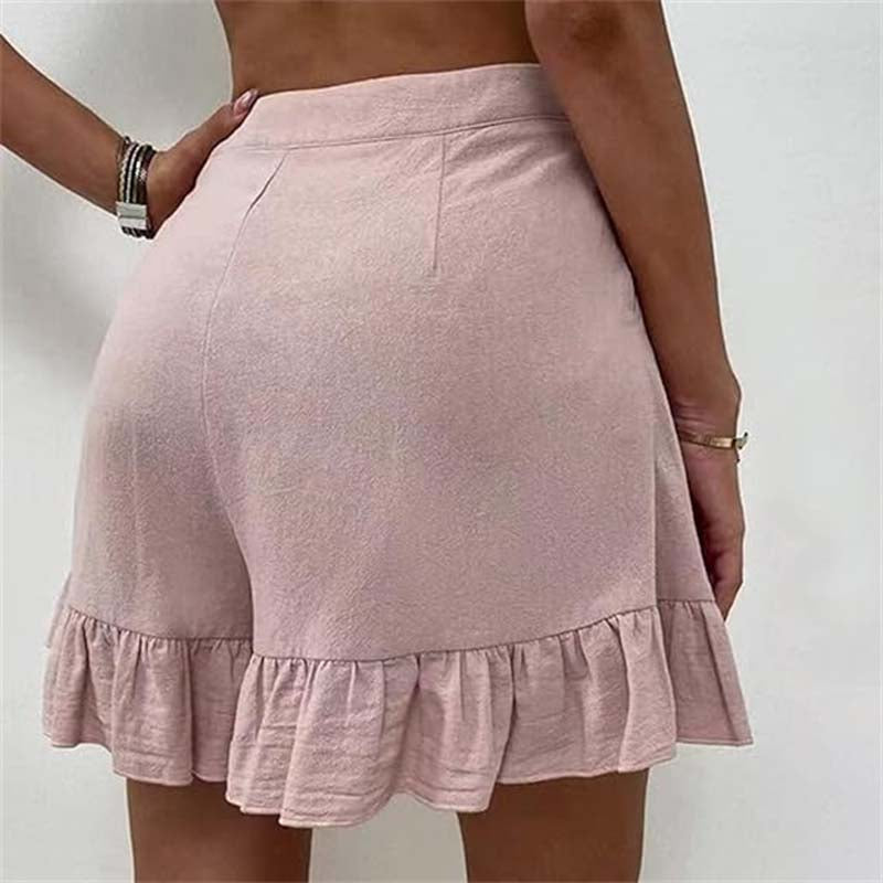 High-Waisted Ruffle Hem Shorts | Feminine and Breezy | Lightweight Design