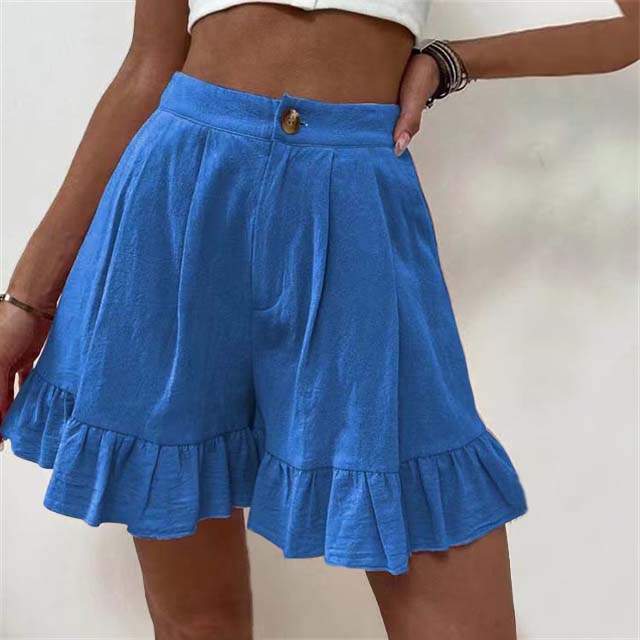 High-Waisted Ruffle Hem Shorts | Feminine and Breezy | Lightweight Design