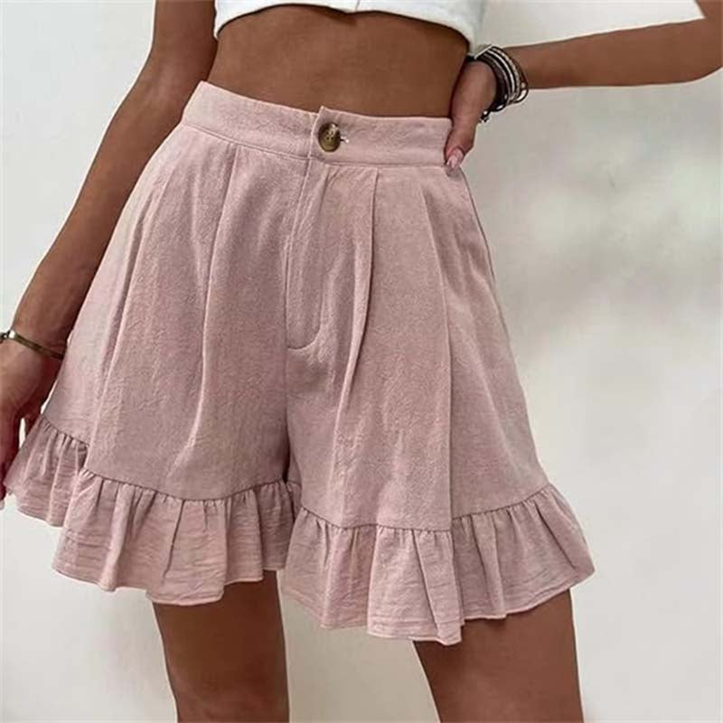 High-Waisted Ruffle Hem Shorts | Feminine and Breezy | Lightweight Design