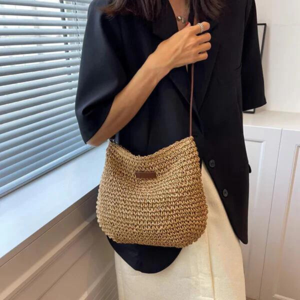 Woven Straw Shoulder Bag | Natural Fiber | Boho and Lightweight