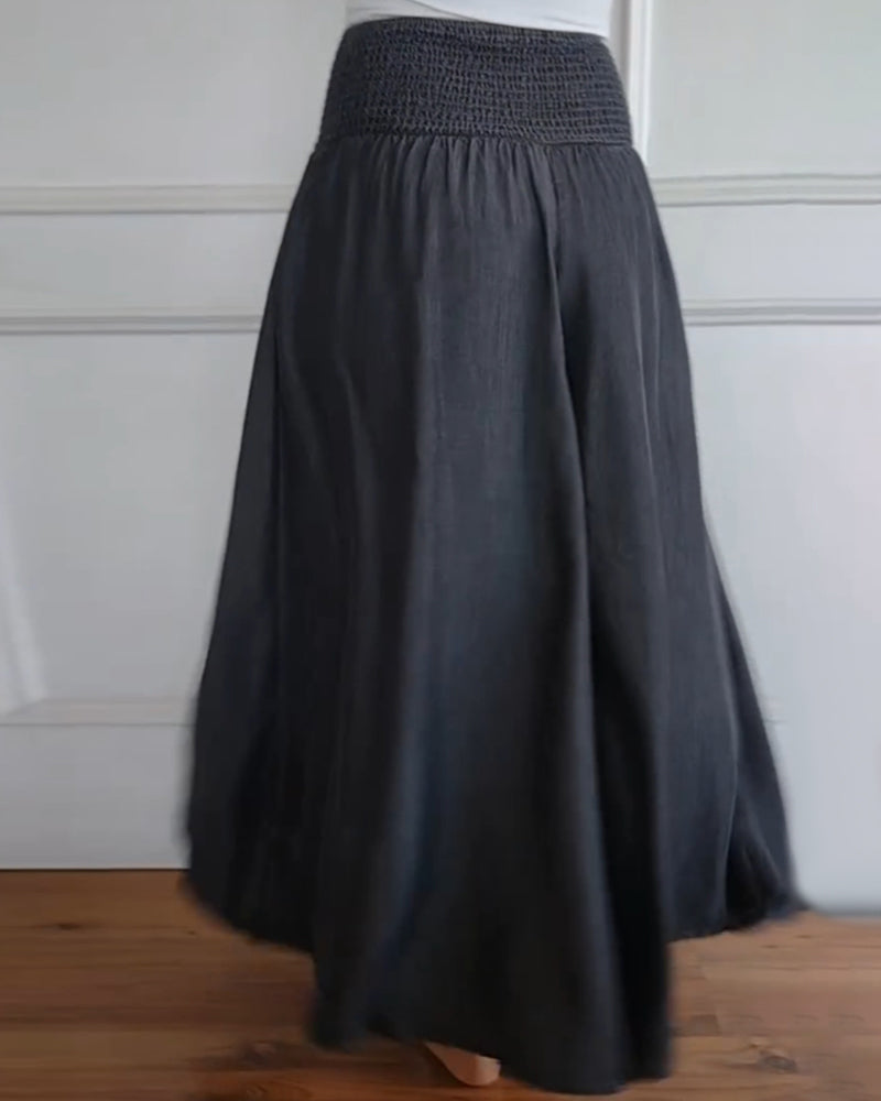 Smocked-Waist Maxi Skirt Pants | Cotton Blend | Effortlessly Chic