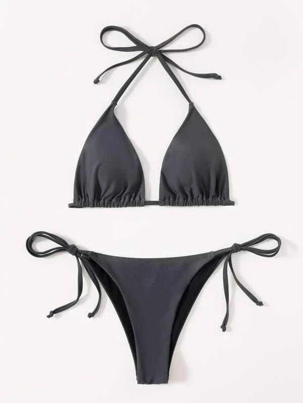 Classic Black Triangle Bikini | Adjustable Ties | Timeless Swimwear