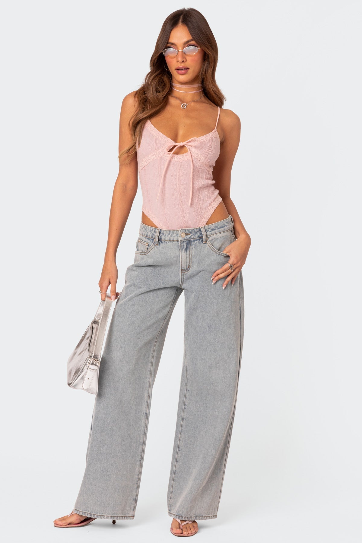 Wide-Leg Jeans with Bow Embroidery | High-Waisted | Playful & Chic