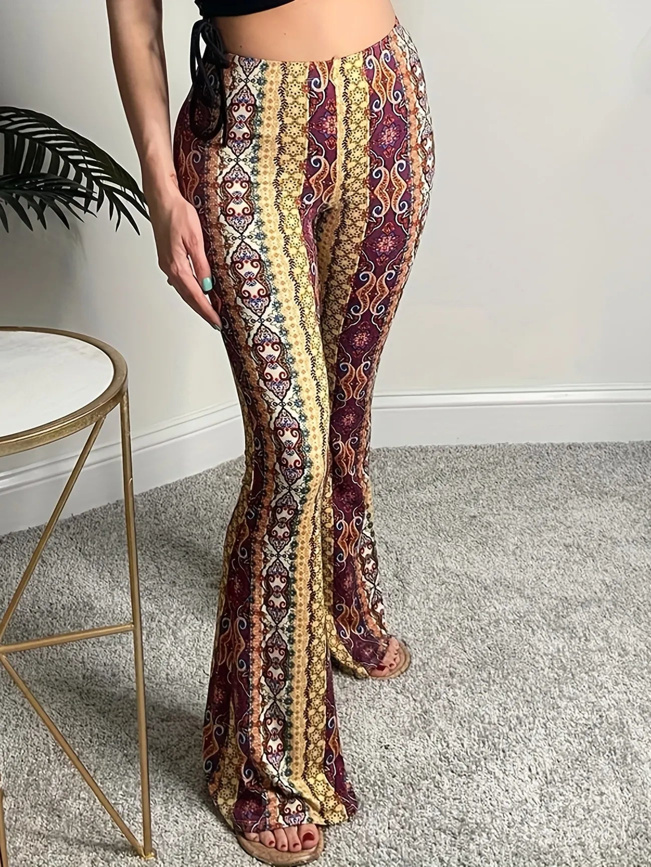 High-Waisted Paisley Flared Pants | Vintage Boho Style | Statement Look