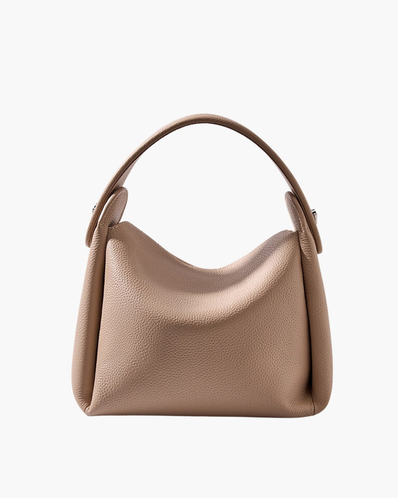 Taupe Leather Shoulder Bag | Minimalist Design | Elegant and Spacious