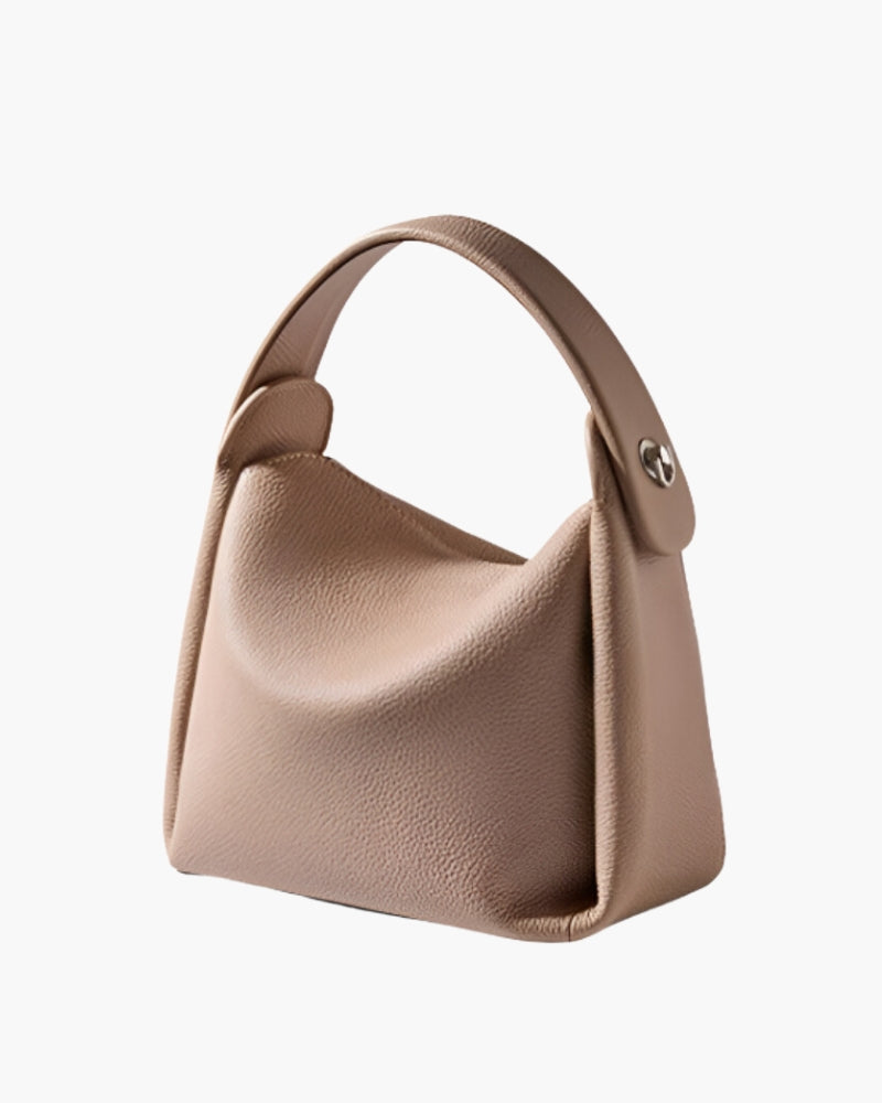 Taupe Leather Shoulder Bag | Minimalist Design | Elegant and Spacious