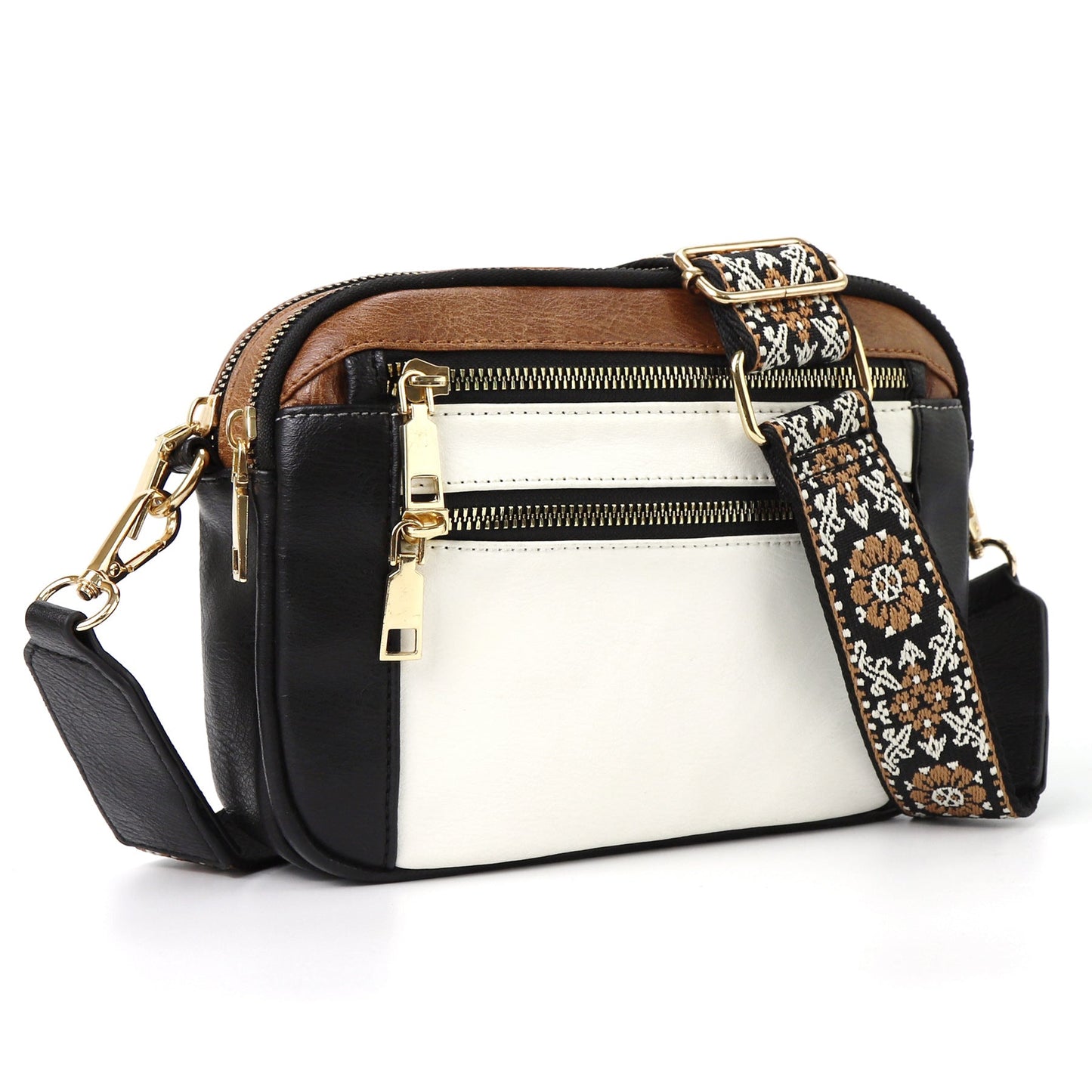 Faux Leather Crossbody Bag | Dual-Tone Design | Trendy and Functional