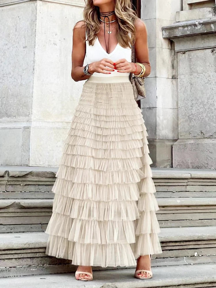 Tiered Tulle Maxi Skirt | Feminine Layers | Elegant & Flowy