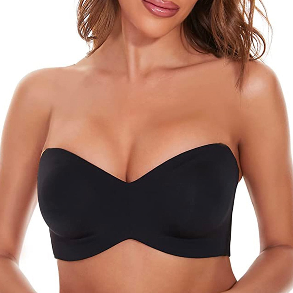 Strapless Black Bra | Seamless Support | Comfortable and Secure