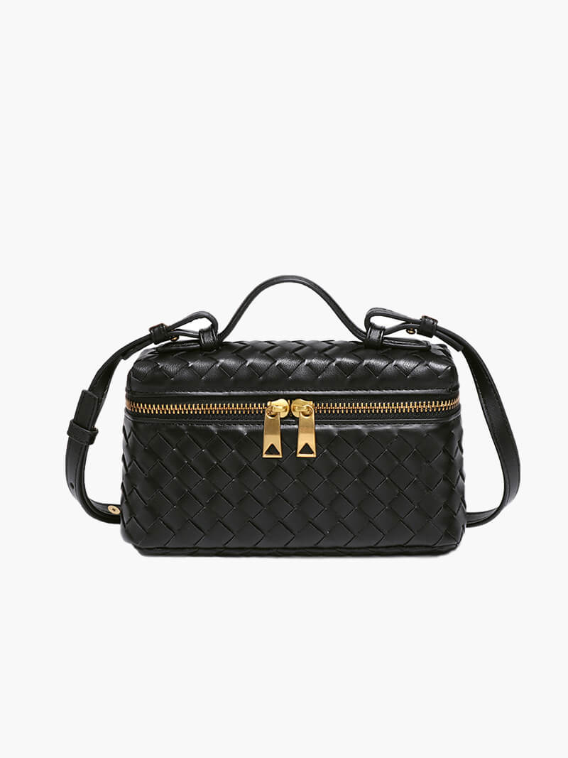 Woven Crossbody Bag | Faux Leather | Elegant and Compact