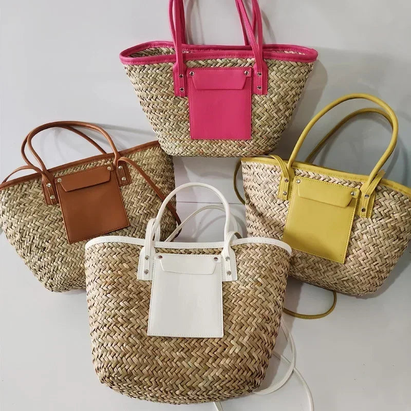 Woven Straw Tote Bag | Natural Fiber | Stylish and Spacious