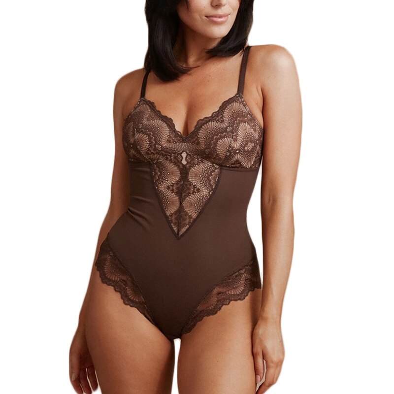 Lace Plunge Bodysuit | Black | Elegant and Sultry