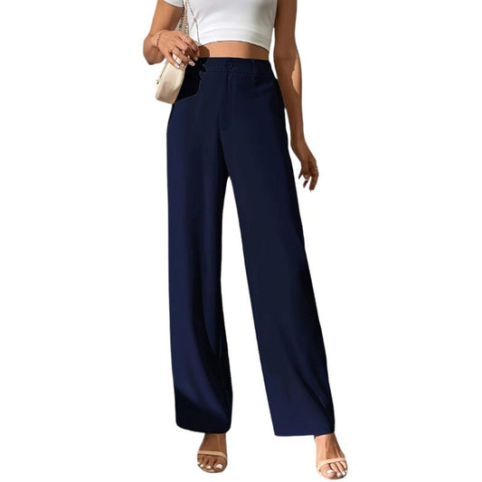 Wide-Leg Trousers | High-Waisted | Elegant Navy