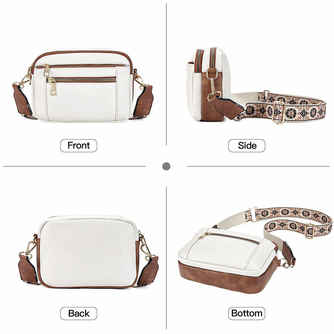 Faux Leather Crossbody Bag | Dual-Tone Design | Trendy and Functional