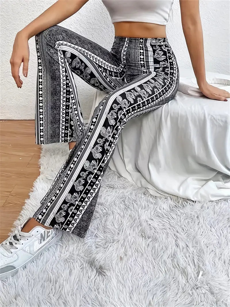 High-Waisted Paisley Flared Pants | Vintage Boho Style | Statement Look