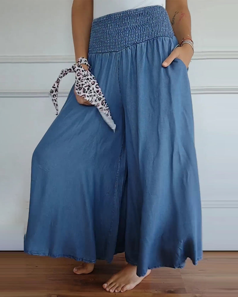 Smocked-Waist Maxi Skirt Pants | Cotton Blend | Effortlessly Chic