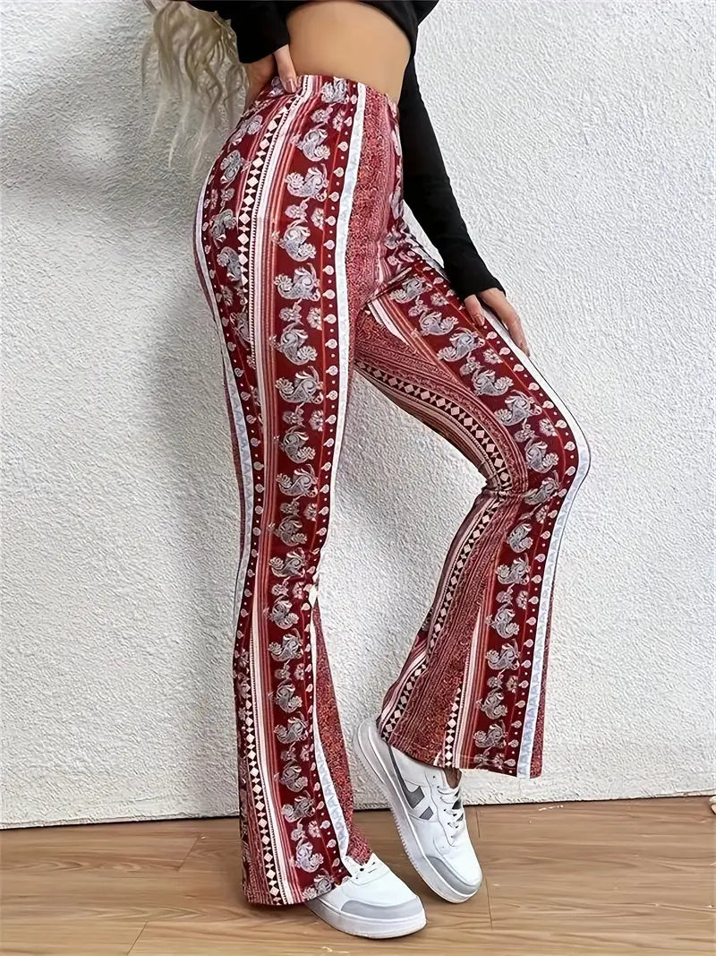 High-Waisted Paisley Flared Pants | Vintage Boho Style | Statement Look