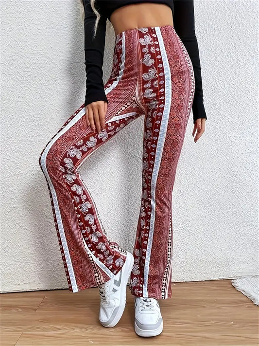 High-Waisted Paisley Flared Pants | Vintage Boho Style | Statement Look