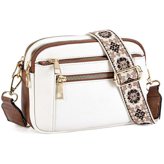 Faux Leather Crossbody Bag | Dual-Tone Design | Trendy and Functional