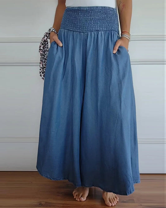 Smocked-Waist Maxi Skirt Pants | Cotton Blend | Effortlessly Chic