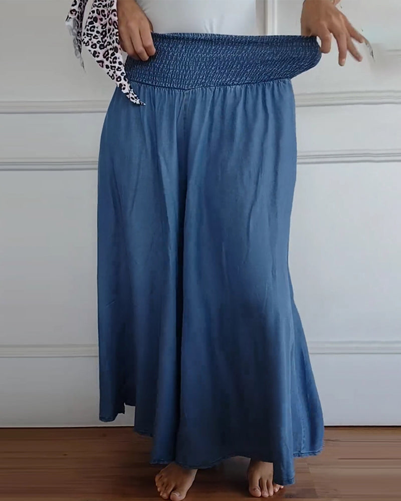 Smocked-Waist Maxi Skirt Pants | Cotton Blend | Effortlessly Chic