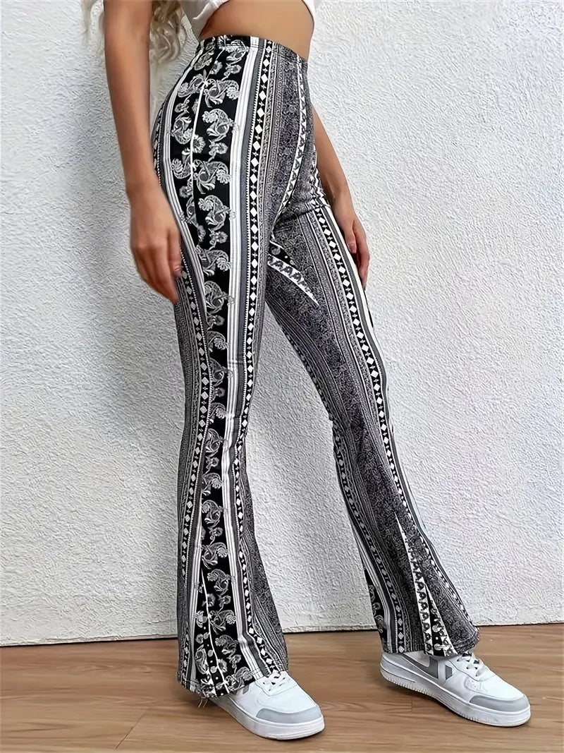 High-Waisted Paisley Flared Pants | Vintage Boho Style | Statement Look