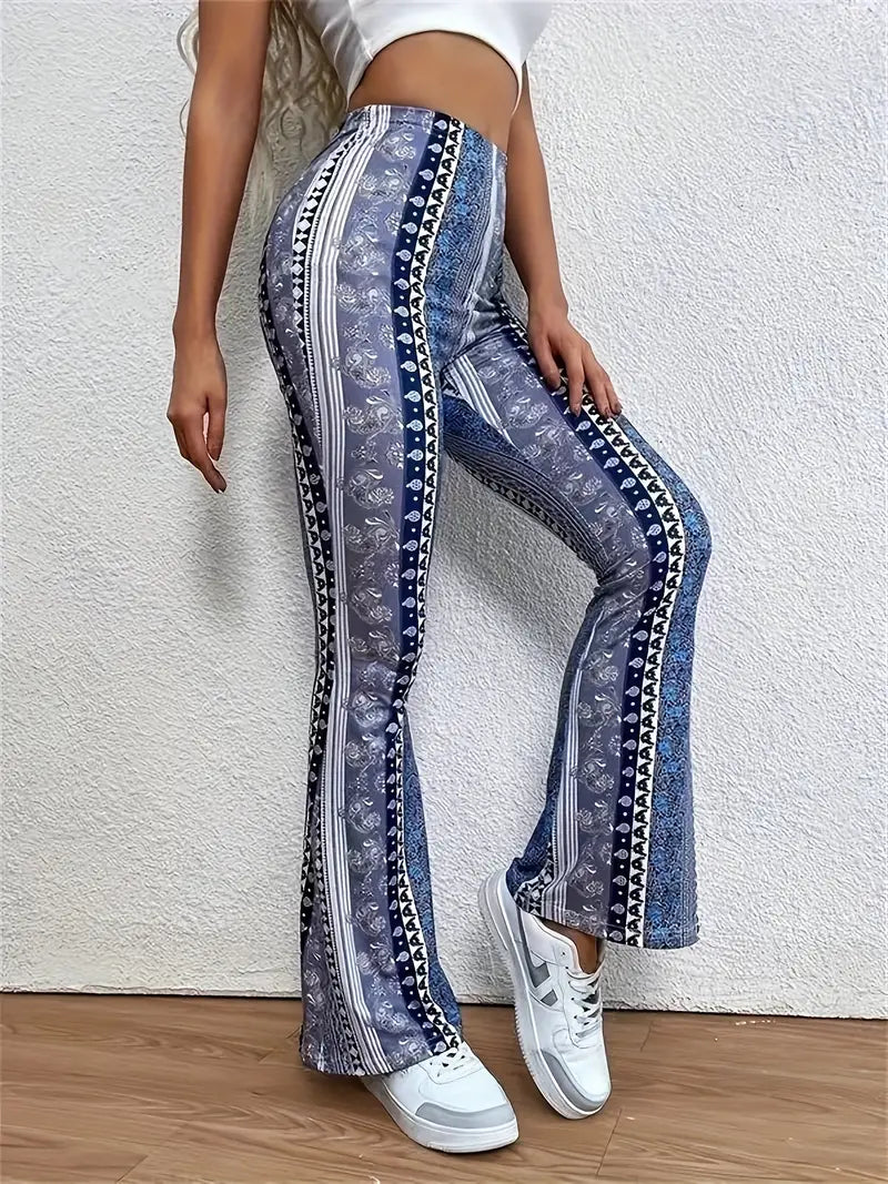 High-Waisted Paisley Flared Pants | Vintage Boho Style | Statement Look