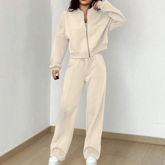 Two-Piece Zip-Up Lounge Set | Minimalist Comfort | Relaxed Fit