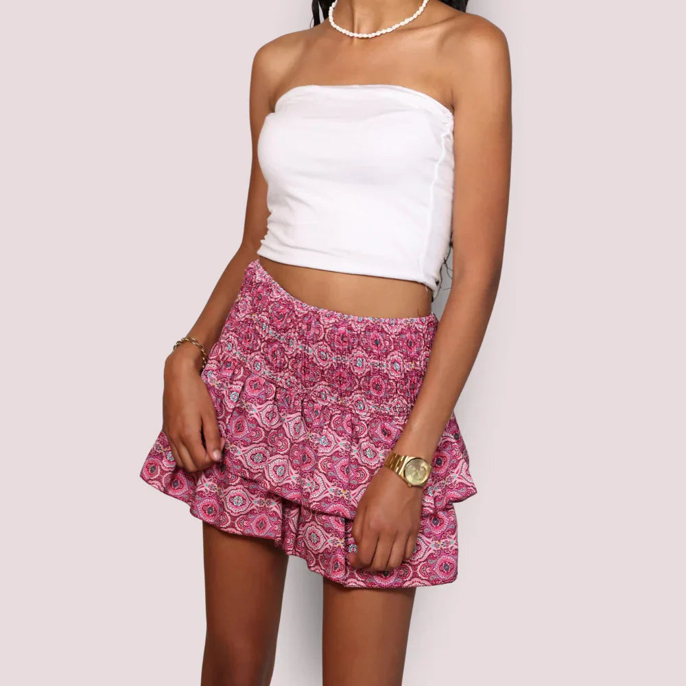 Tiered Paisley Mini Skirt | Elastic Waist | Lightweight & Playful