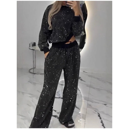 Black Glitter Two-Piece Set | Relaxed Fit | Sparkling and Stylish